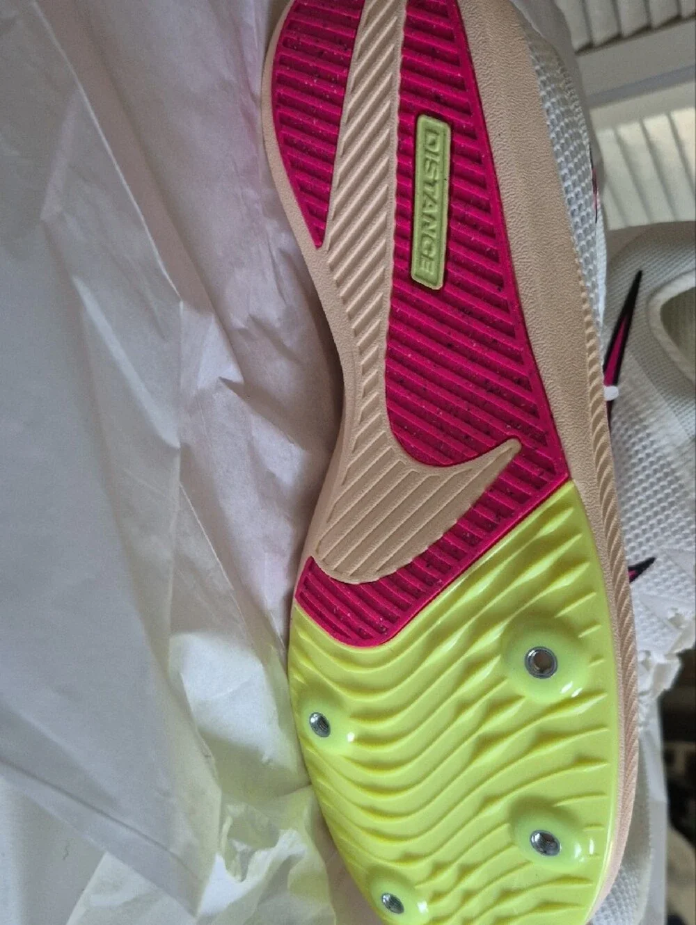 Nike White Athletic Shoes with Pink Swoosh